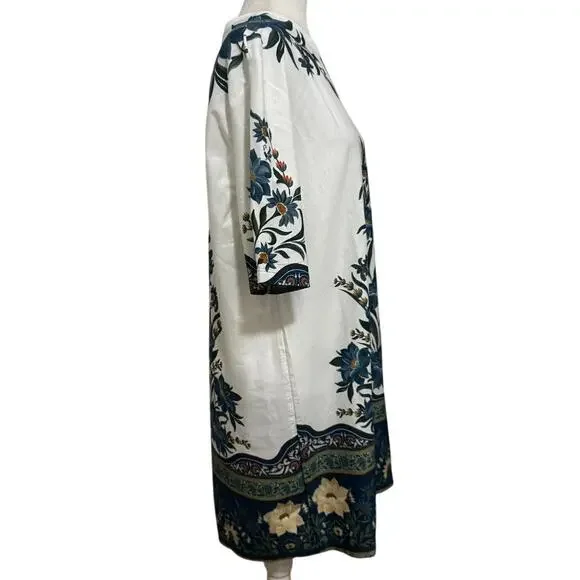 Farm Rio Brazil blue botanical floral t-shirt dress M cottagecore vacation (M) - Picture 3 of 9